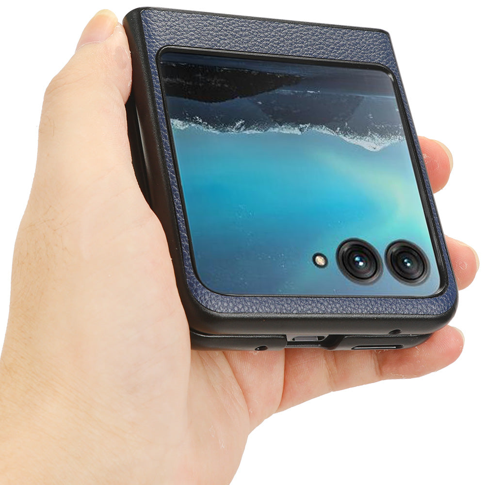 Uniqkart for Motorola Razr 40 Ultra 5G PU Leather+PC Card Slot Case Litchi Texture Phone Cover - Blue