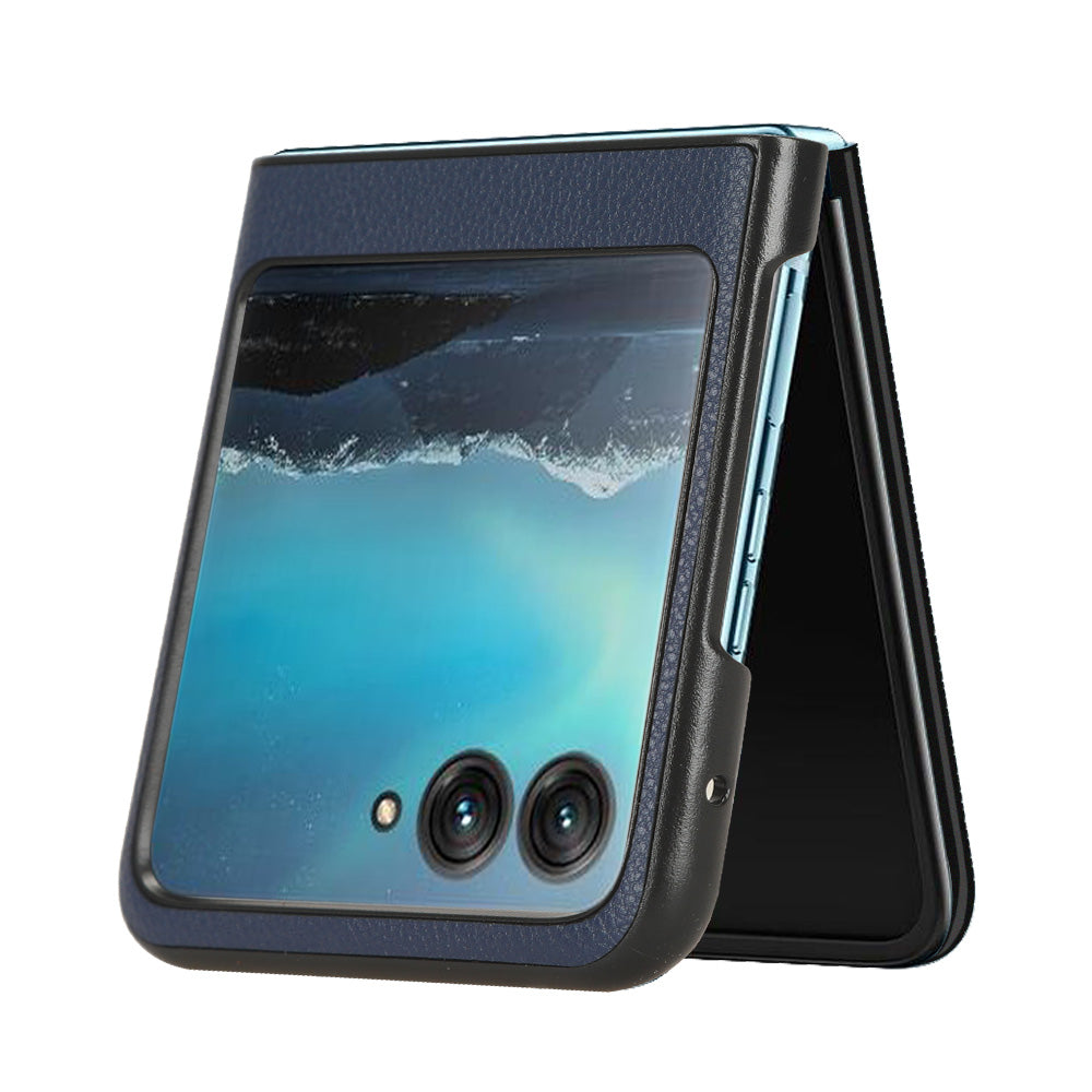 Uniqkart for Motorola Razr 40 Ultra 5G PU Leather+PC Card Slot Case Litchi Texture Phone Cover - Blue