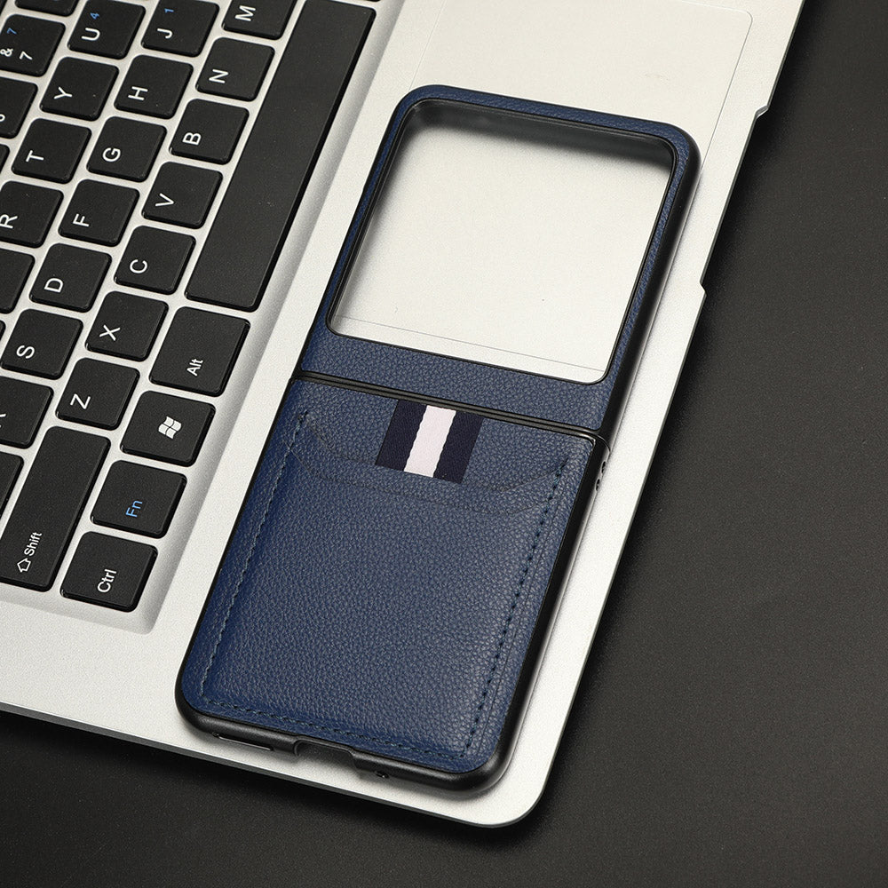 Uniqkart for Motorola Razr 40 Ultra 5G PU Leather+PC Card Slot Case Litchi Texture Phone Cover - Blue