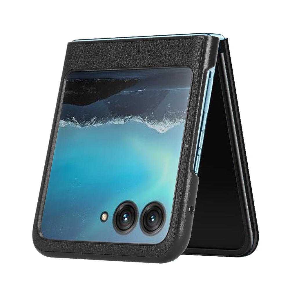 Uniqkart for Motorola Razr 40 Ultra 5G PU Leather+PC Card Slot Case Litchi Texture Phone Cover - Black