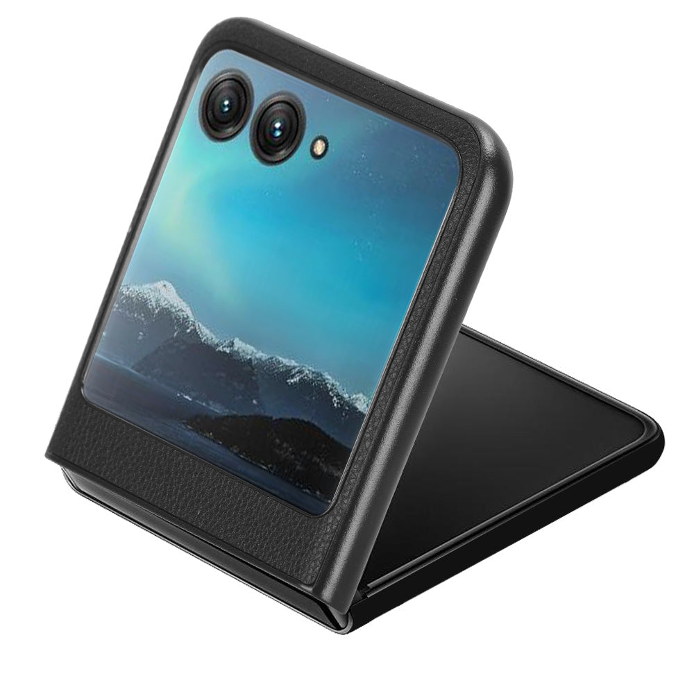 Uniqkart for Motorola Razr 40 Ultra 5G PU Leather+PC Card Slot Case Litchi Texture Phone Cover - Black