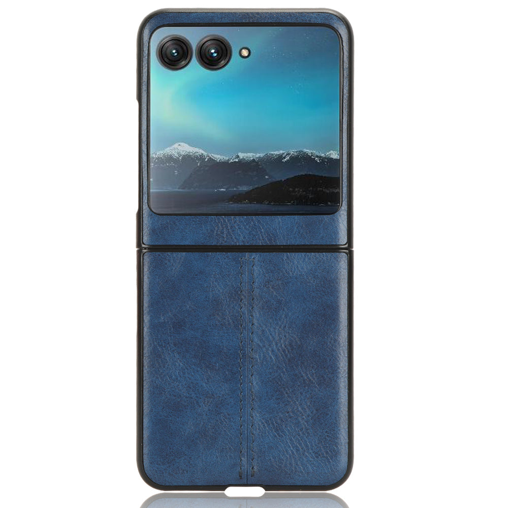 Uniqkart for Motorola Razr 40 Ultra 5G PU Leather + Hard PC Shell Stitching Lines Ultra Thin Phone Cover - Blue