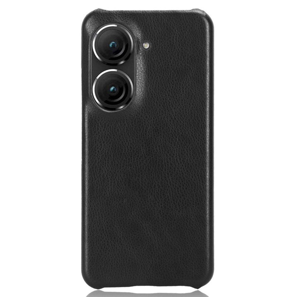 Uniqkart for Asus Zenfone 9 5G Litchi Texture Phone Case PU Leather + TPU Protective Cover - Black