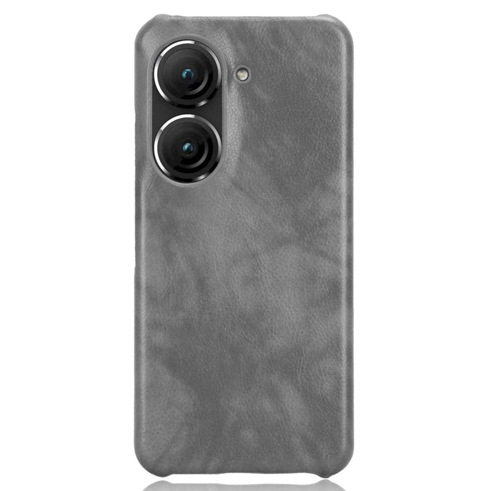 Uniqkart for Asus Zenfone 9 5G Litchi Texture Phone Case PU Leather + TPU Protective Cover - Grey