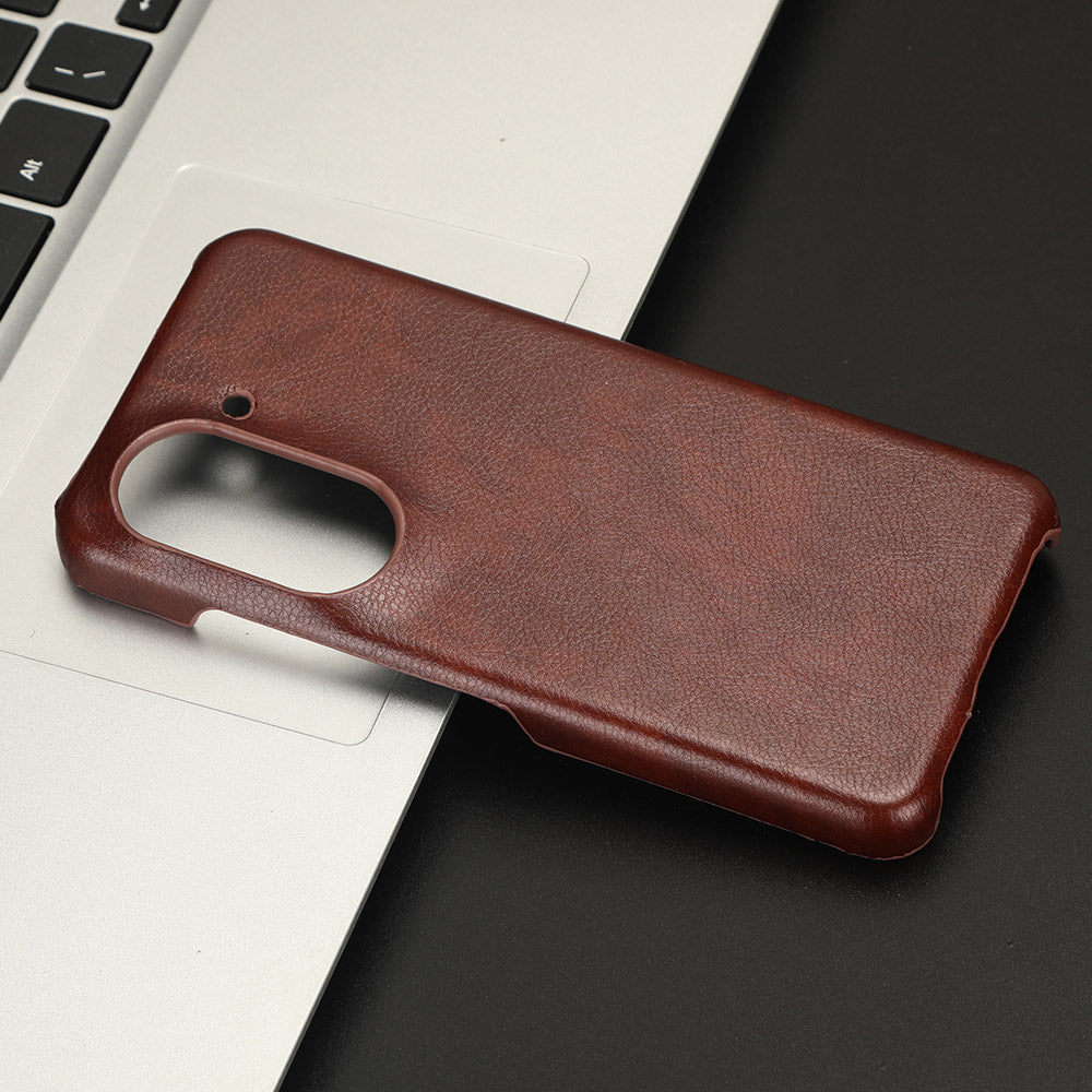 Uniqkart for Asus Zenfone 9 5G Litchi Texture Phone Case PU Leather + TPU Protective Cover - Brown