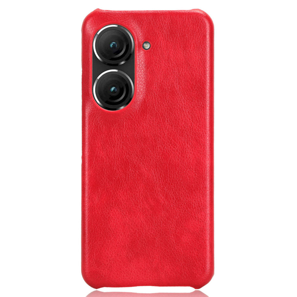Uniqkart for Asus Zenfone 9 5G Litchi Texture Phone Case PU Leather + TPU Protective Cover - Red