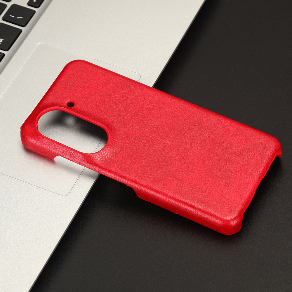 Uniqkart for Asus Zenfone 9 5G Litchi Texture Phone Case PU Leather + TPU Protective Cover - Red