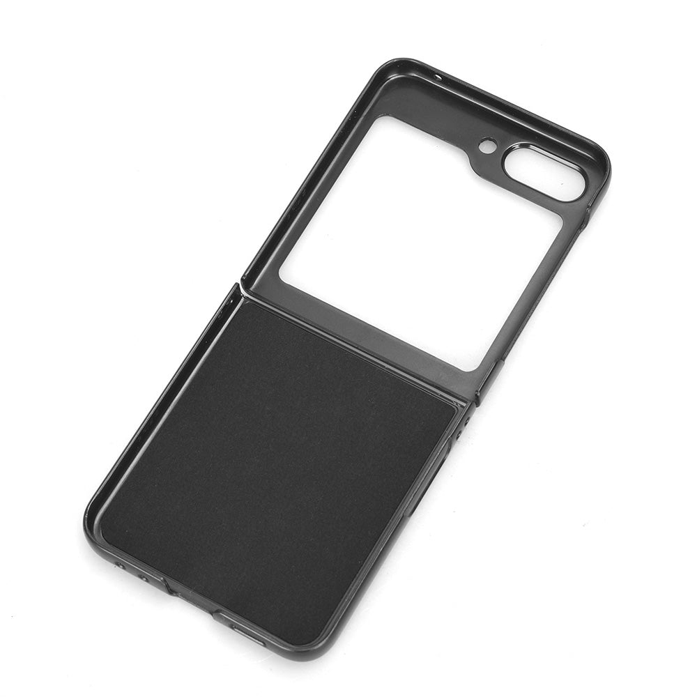 Uniqkart for Samsung Galaxy Z Flip5 5G Slim Phone Case Litchi Texture PU Leather Coated PC Protective Cover - Black