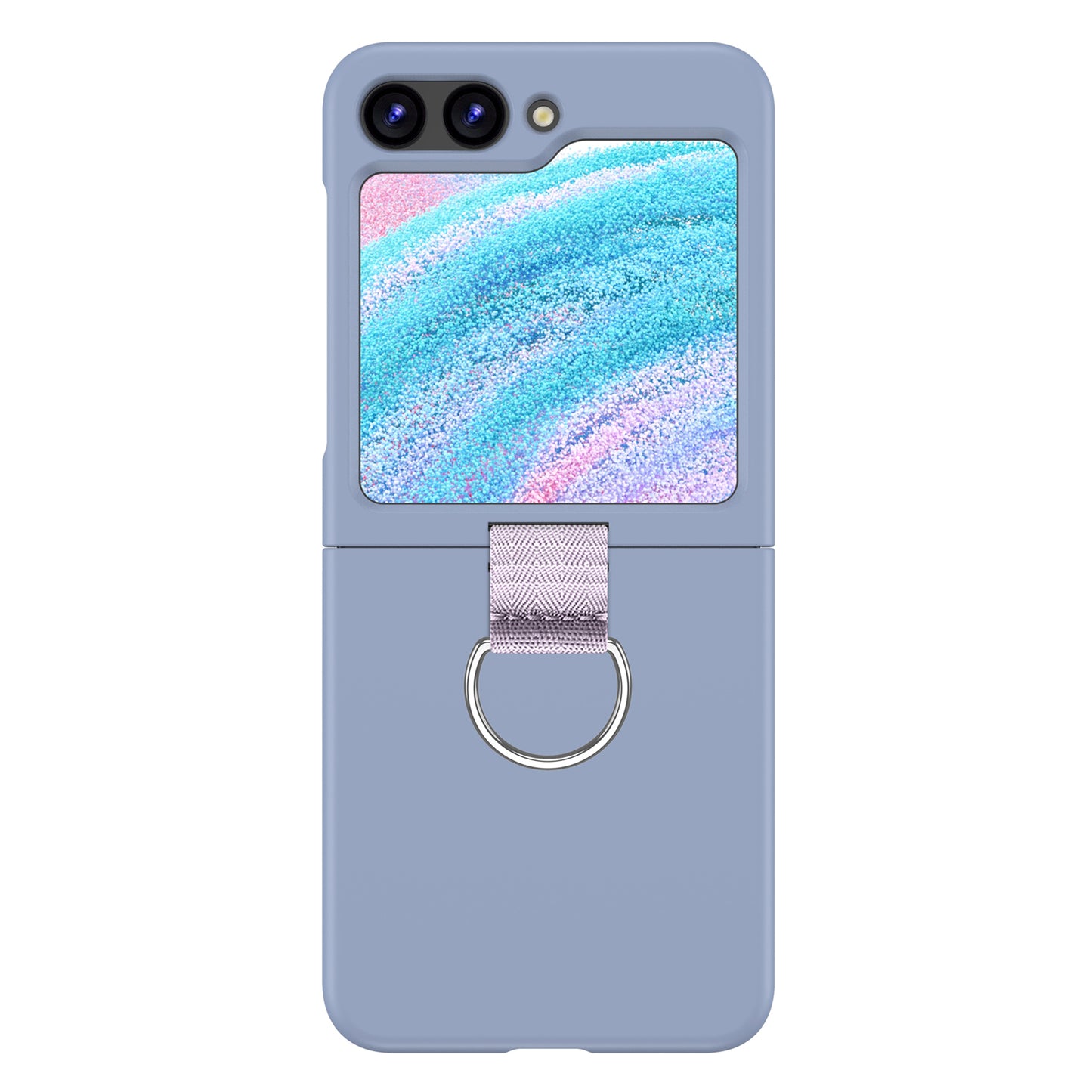 Uniqkart for Samsung Galaxy Z Flip5 5G Hard PC Phone Case Anti-scratch Cover with D-Shape Ring Holder - Lavender Blue