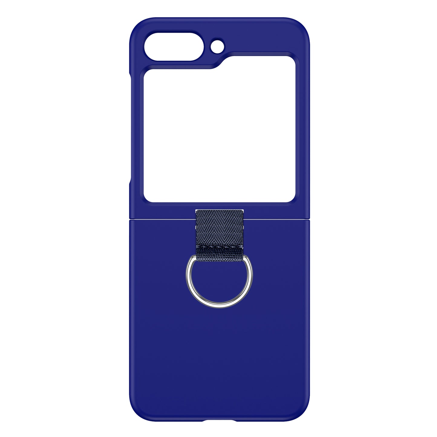 Uniqkart for Samsung Galaxy Z Flip5 5G Hard PC Phone Case Anti-scratch Cover with D-Shape Ring Holder - Klein Blue