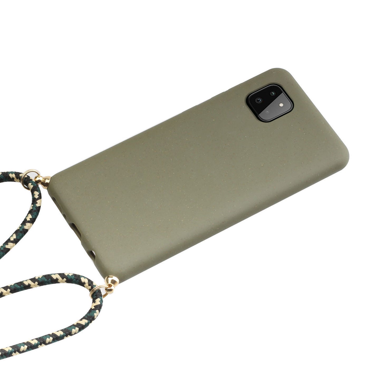 for Samsung Galaxy A22 5G (EU Version) Biodegradable Wheat Straw+TPU Case Phone Cover with Lanyard - Army Green