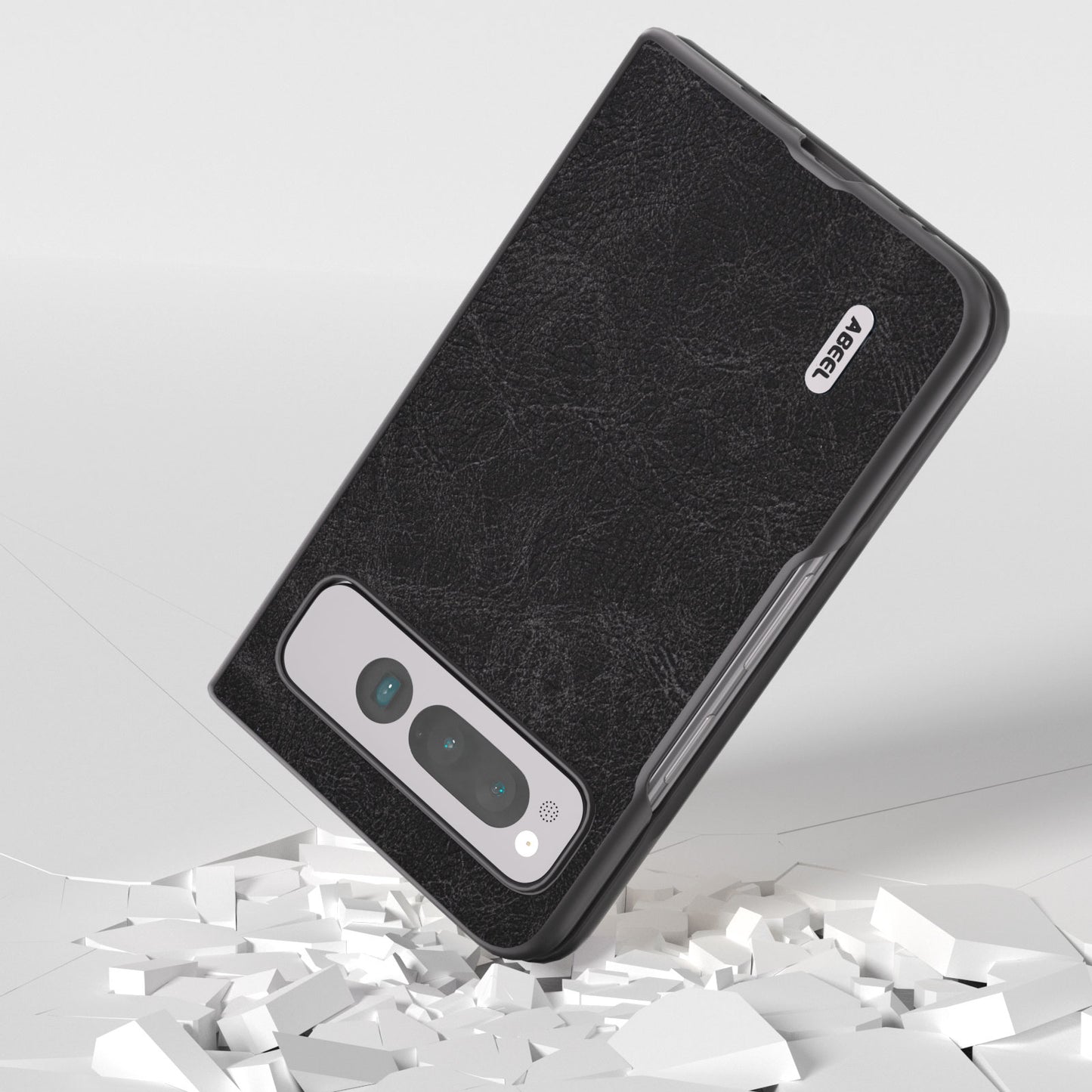 Uniqkart for Google Pixel Fold Shockproof Cover PU Leather + PC Litchi Texture Phone Case - Black