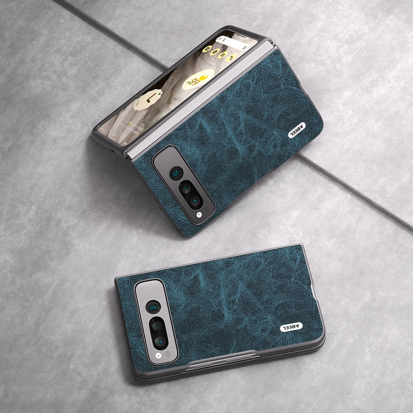 Uniqkart for Google Pixel Fold Shockproof Cover PU Leather + PC Litchi Texture Phone Case - Blue