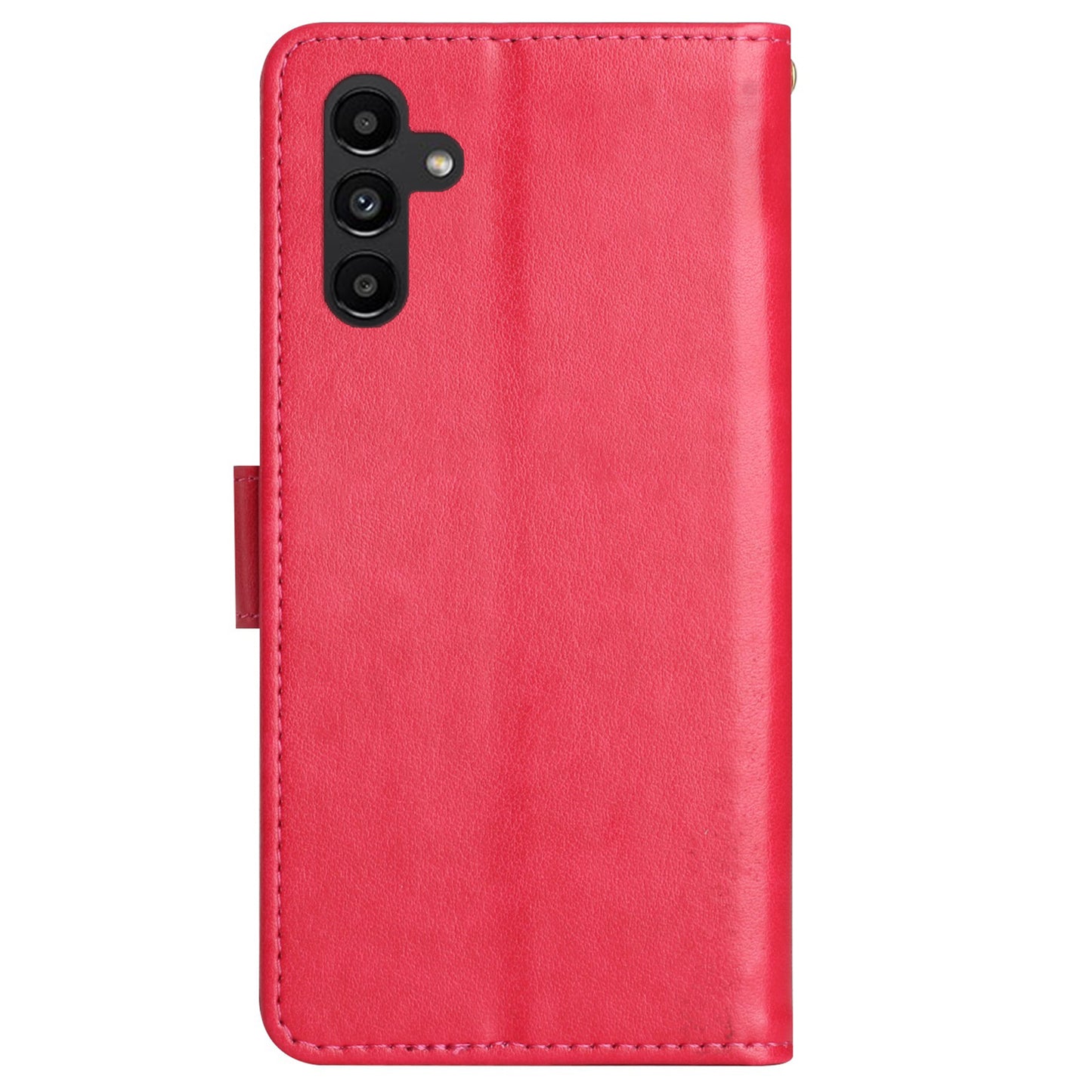 Uniqkart for Samsung Galaxy M14 5G Imprinted Butterflies PU Leather Phone Case Wallet Cover Stand with Strap - Red