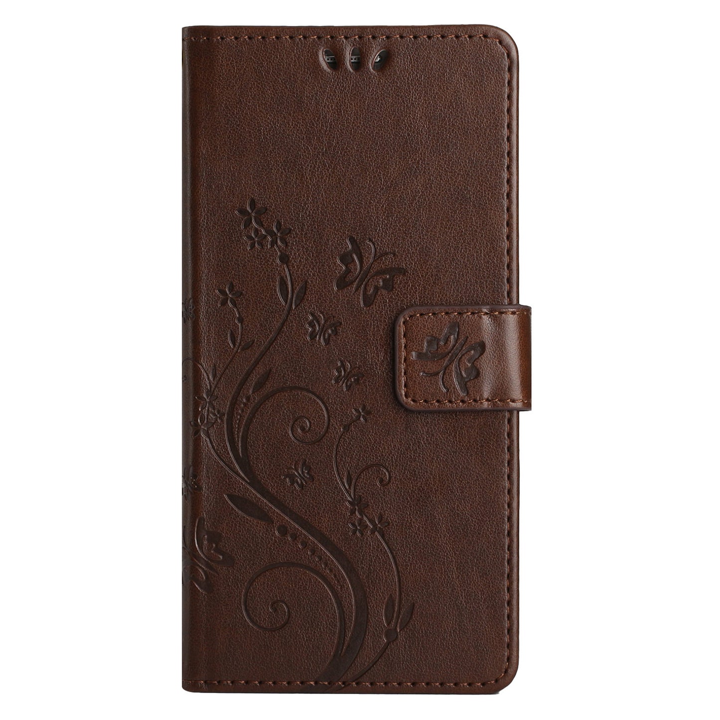 Uniqkart for Samsung Galaxy M14 5G Imprinted Butterflies PU Leather Phone Case Wallet Cover Stand with Strap - Brown