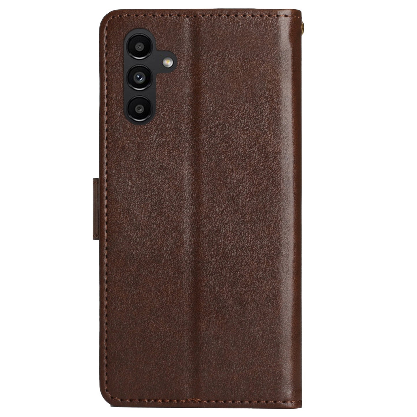 Uniqkart for Samsung Galaxy M14 5G Imprinted Butterflies PU Leather Phone Case Wallet Cover Stand with Strap - Brown