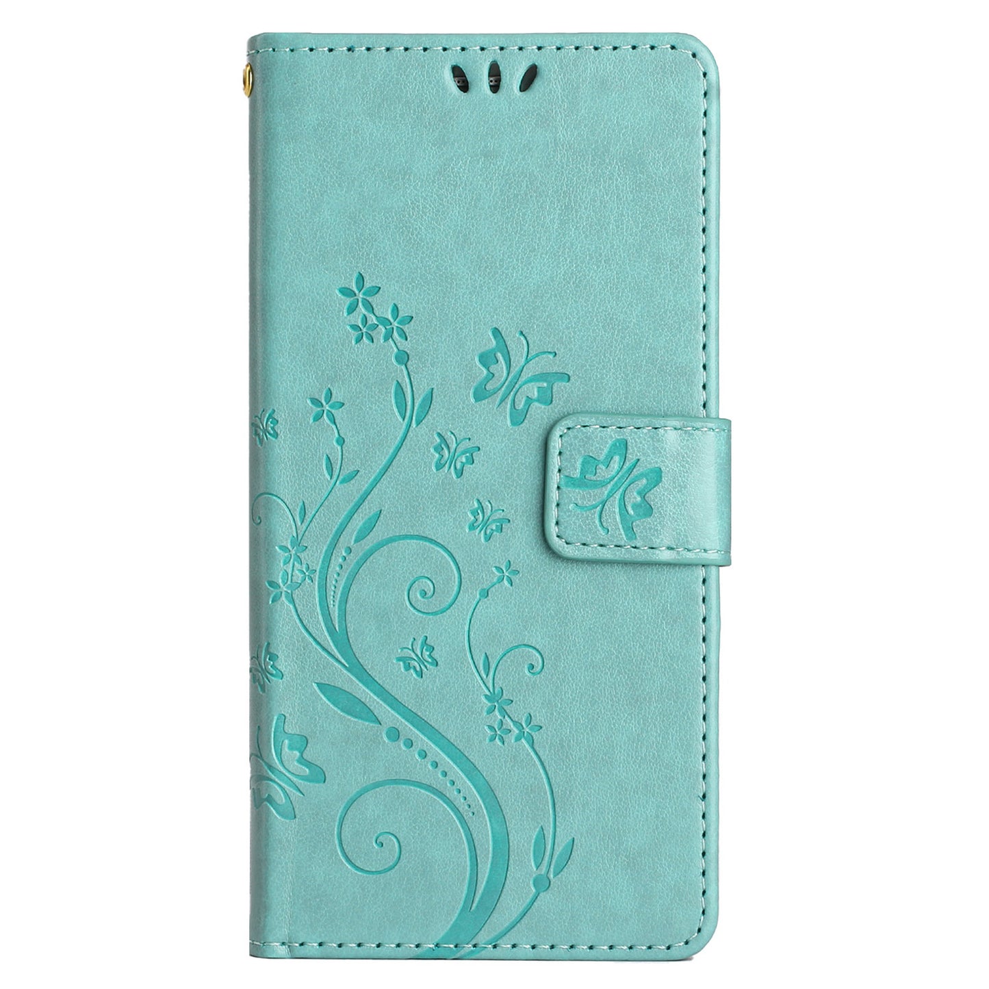 Uniqkart for Samsung Galaxy M14 5G Imprinted Butterflies PU Leather Phone Case Wallet Cover Stand with Strap - Baby Blue