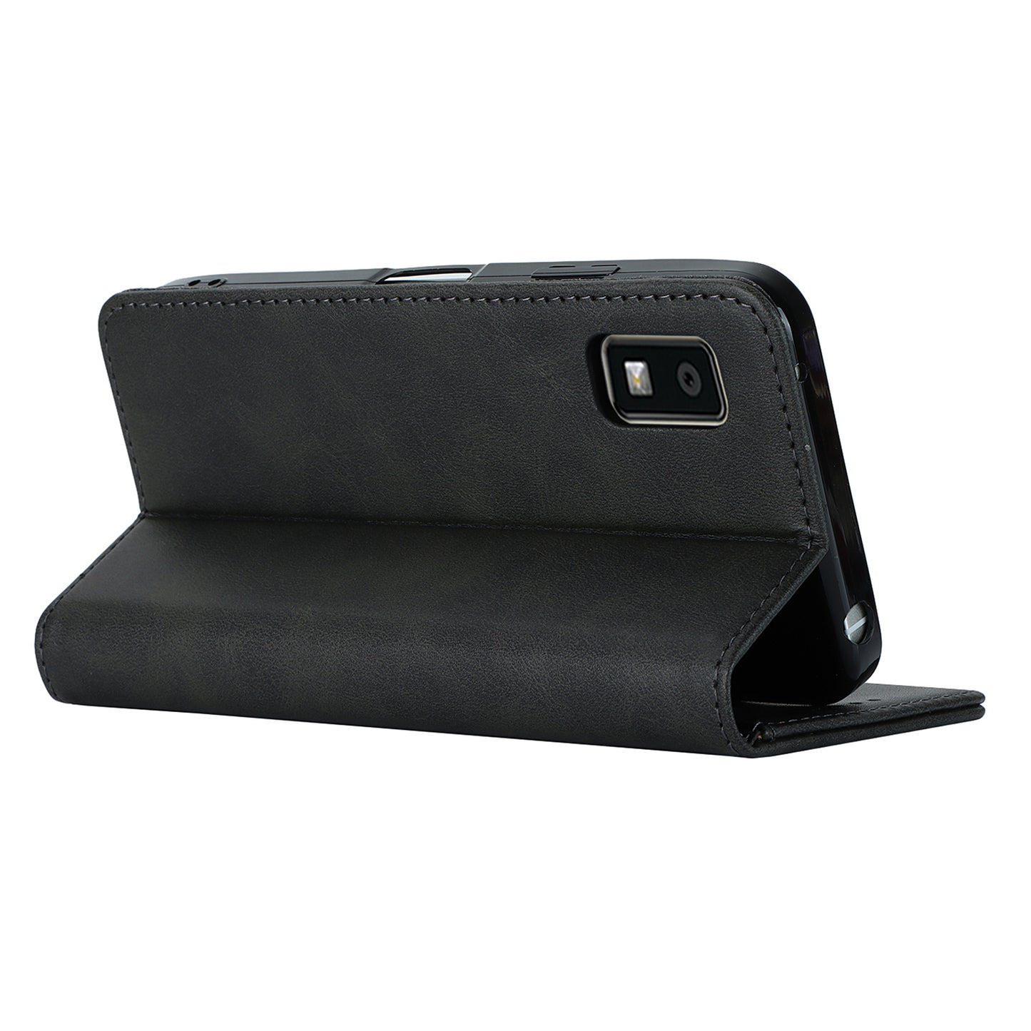 Calf Texture PU Leather Case for Sharp Aquos Wish3 Shockproof Stand Wallet Phone Cover - Black