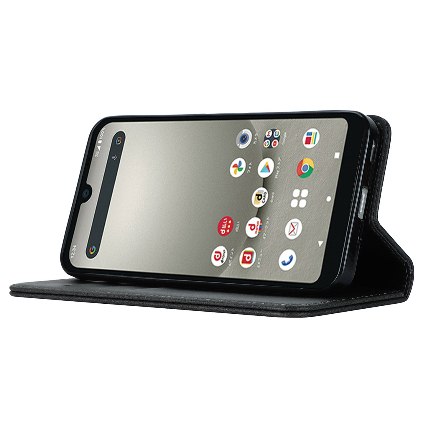 Calf Texture PU Leather Case for Sharp Aquos Wish3 Shockproof Stand Wallet Phone Cover - Black