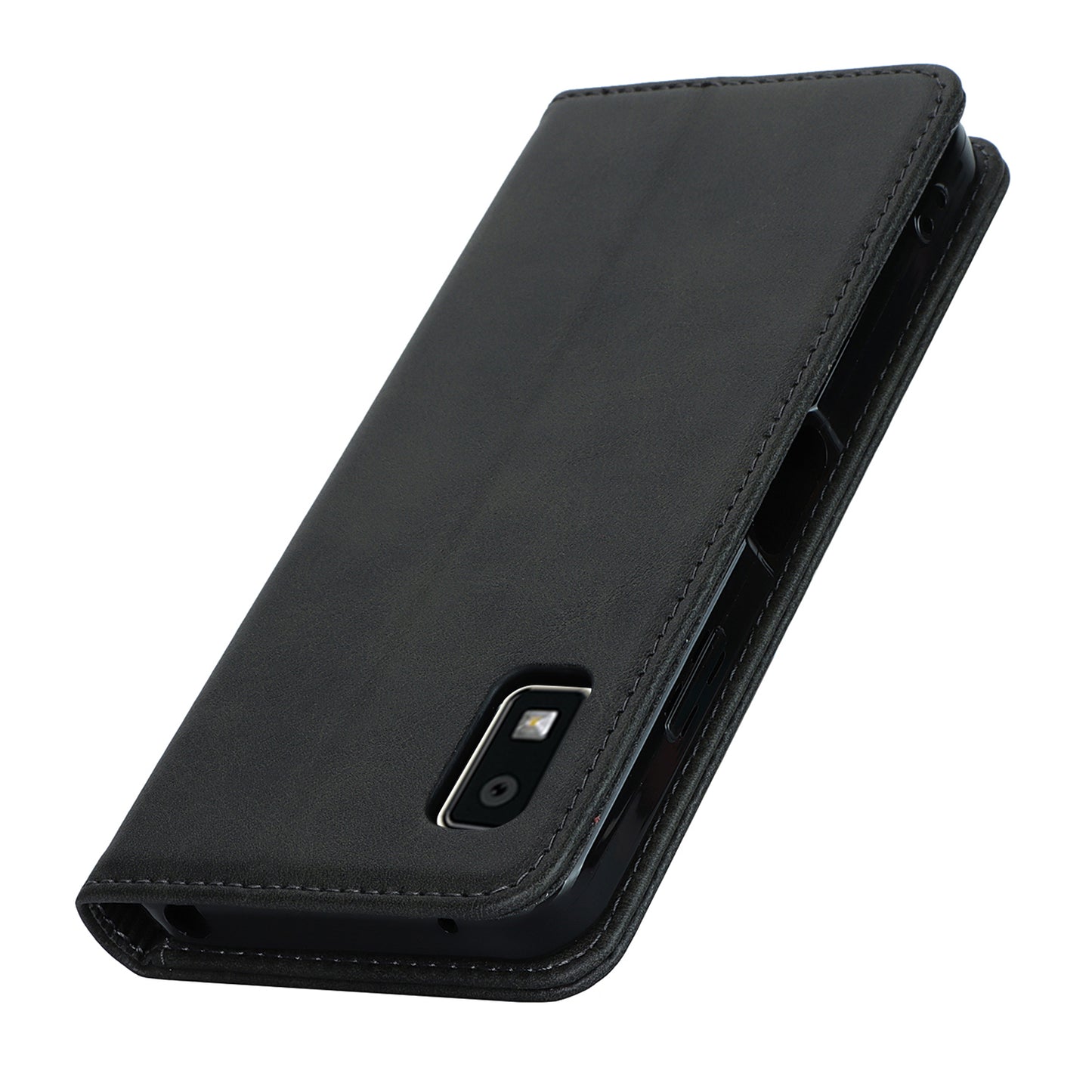 Calf Texture PU Leather Case for Sharp Aquos Wish3 Shockproof Stand Wallet Phone Cover - Black