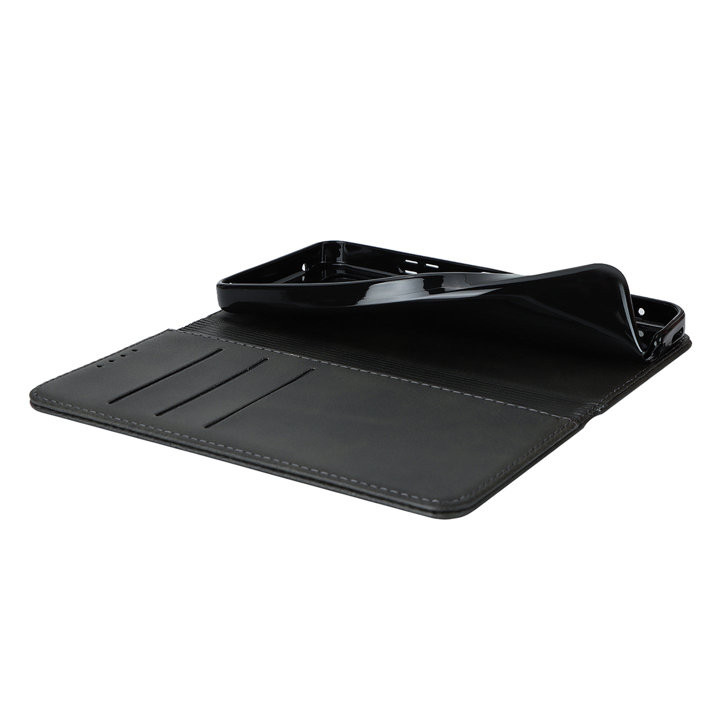 Calf Texture PU Leather Case for Sharp Aquos Wish3 Shockproof Stand Wallet Phone Cover - Black