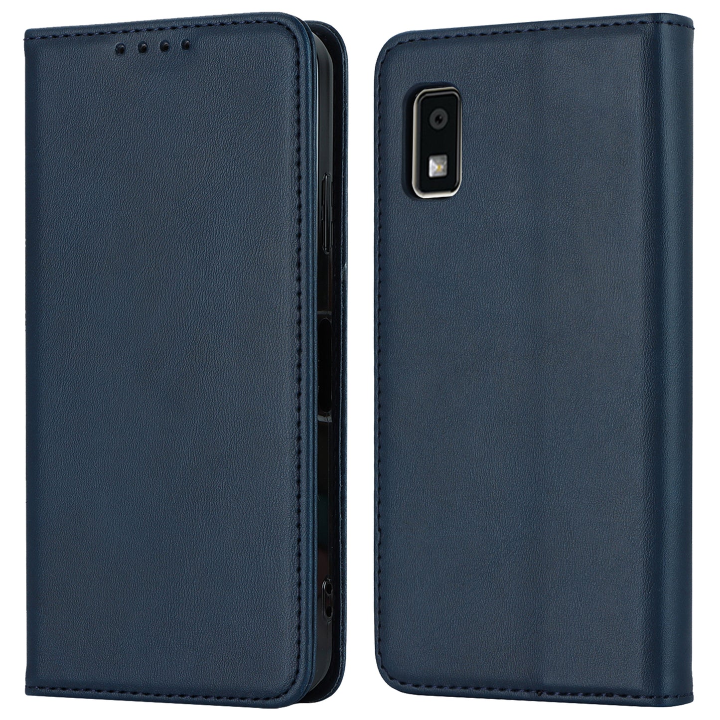 Calf Texture PU Leather Case for Sharp Aquos Wish3 Shockproof Stand Wallet Phone Cover - Blue