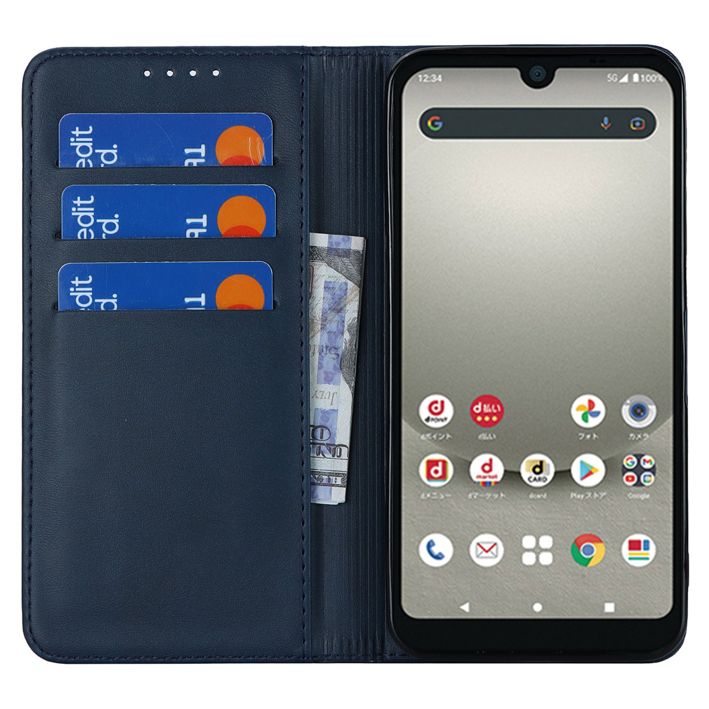 Calf Texture PU Leather Case for Sharp Aquos Wish3 Shockproof Stand Wallet Phone Cover - Blue