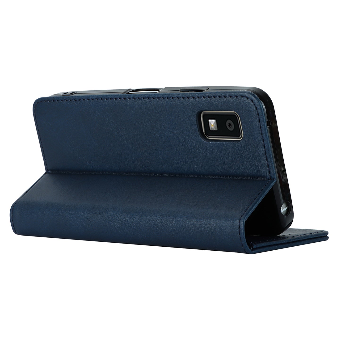 Calf Texture PU Leather Case for Sharp Aquos Wish3 Shockproof Stand Wallet Phone Cover - Blue