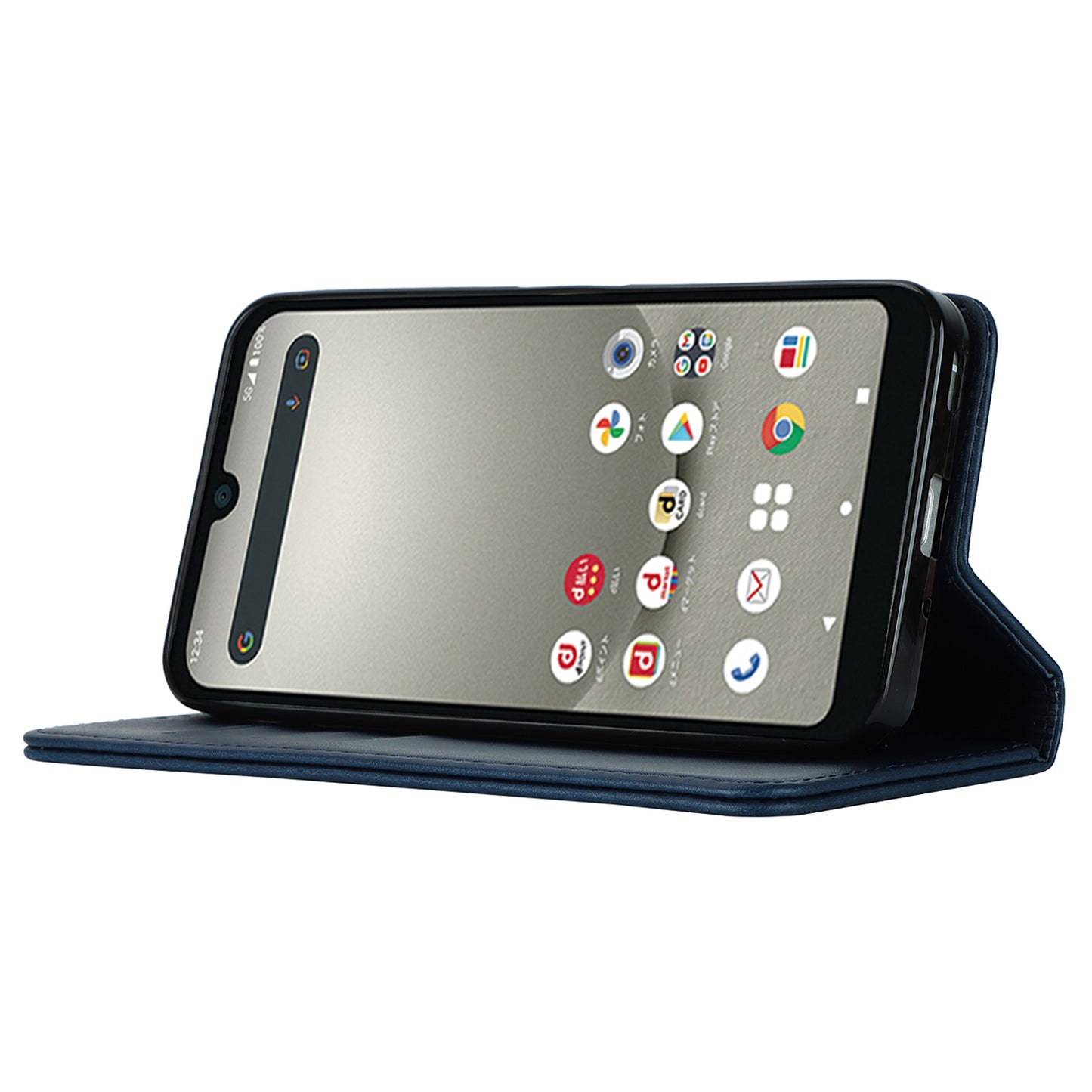 Calf Texture PU Leather Case for Sharp Aquos Wish3 Shockproof Stand Wallet Phone Cover - Blue