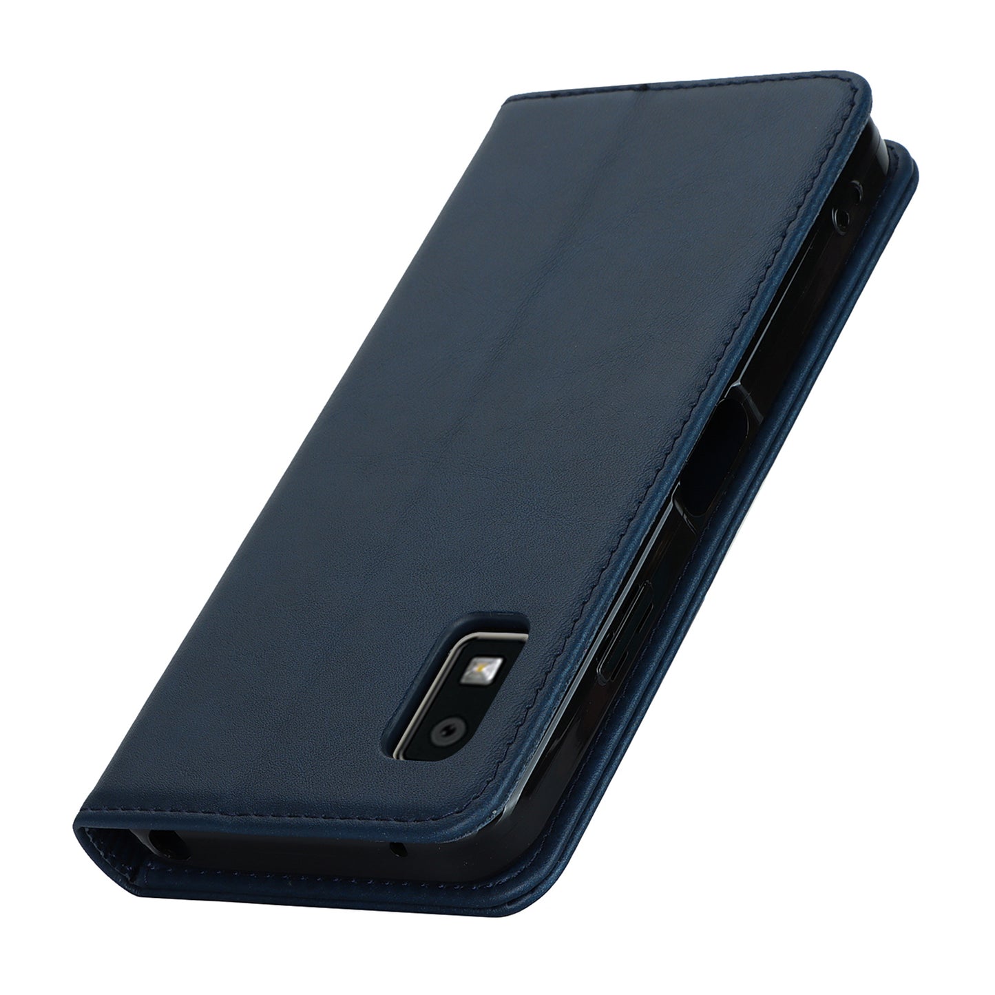 Calf Texture PU Leather Case for Sharp Aquos Wish3 Shockproof Stand Wallet Phone Cover - Blue