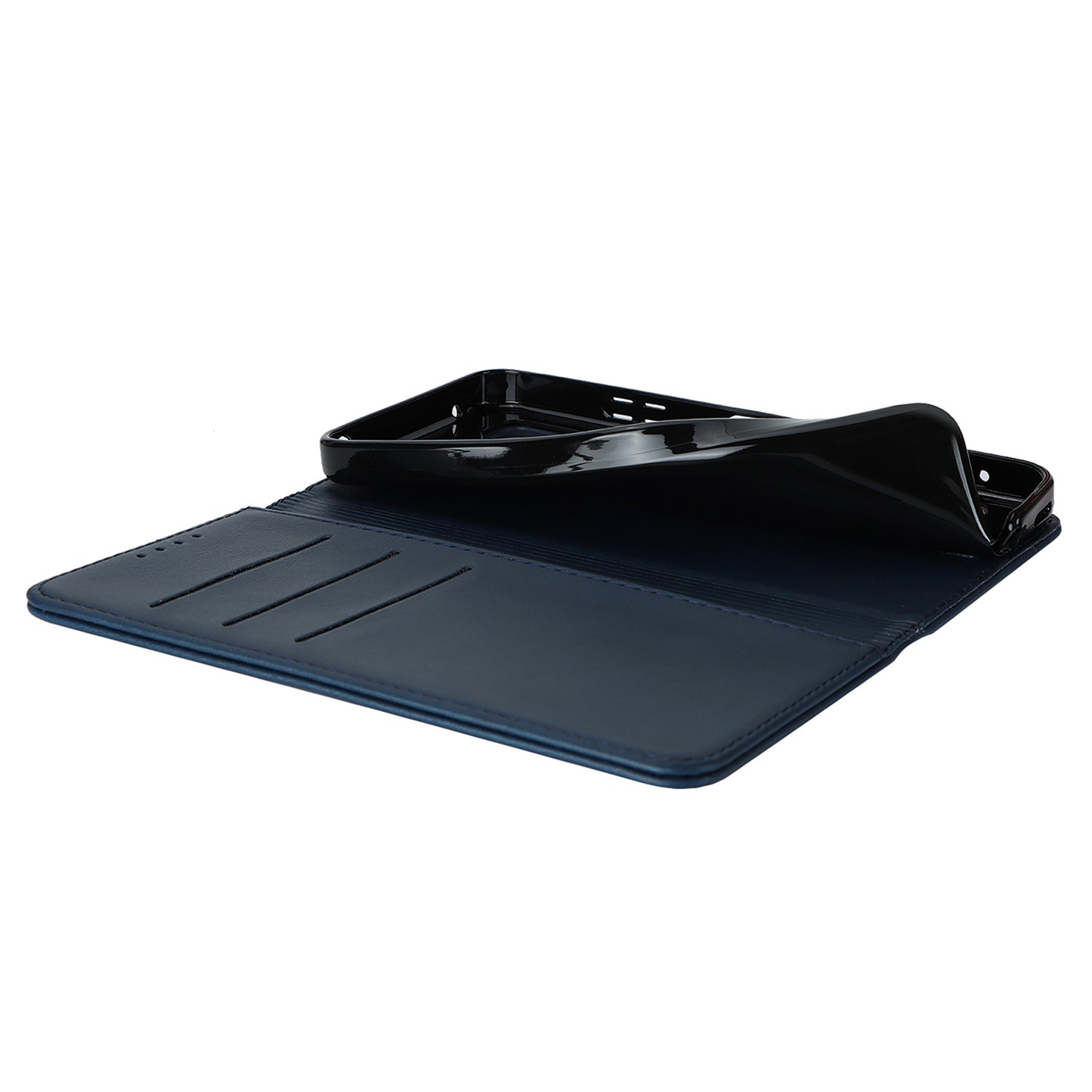 Calf Texture PU Leather Case for Sharp Aquos Wish3 Shockproof Stand Wallet Phone Cover - Blue