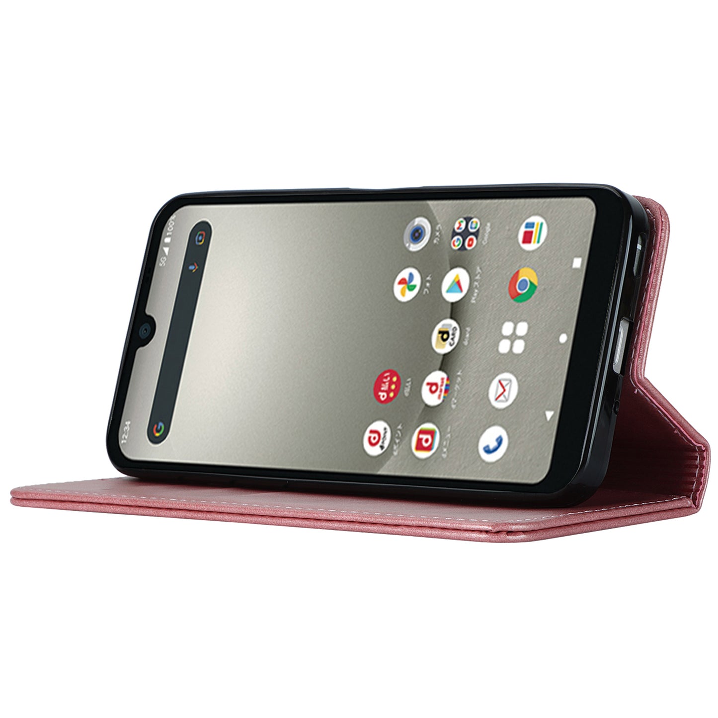 Calf Texture PU Leather Case for Sharp Aquos Wish3 Shockproof Stand Wallet Phone Cover - Rose Gold