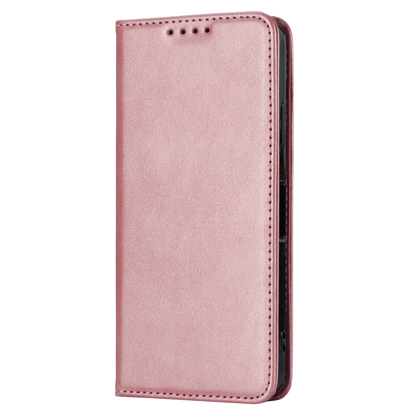 Calf Texture PU Leather Case for Sharp Aquos Wish3 Shockproof Stand Wallet Phone Cover - Rose Gold