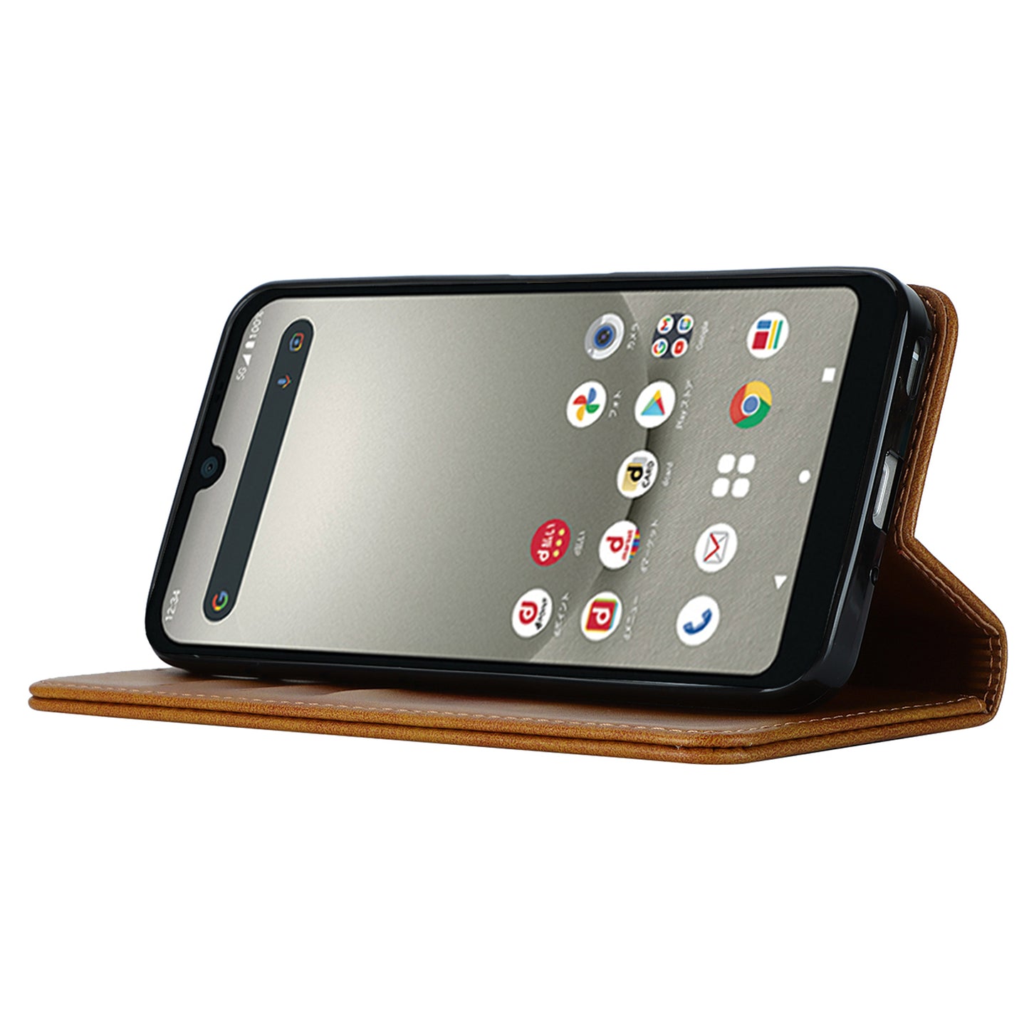 Calf Texture PU Leather Case for Sharp Aquos Wish3 Shockproof Stand Wallet Phone Cover - Light Brown