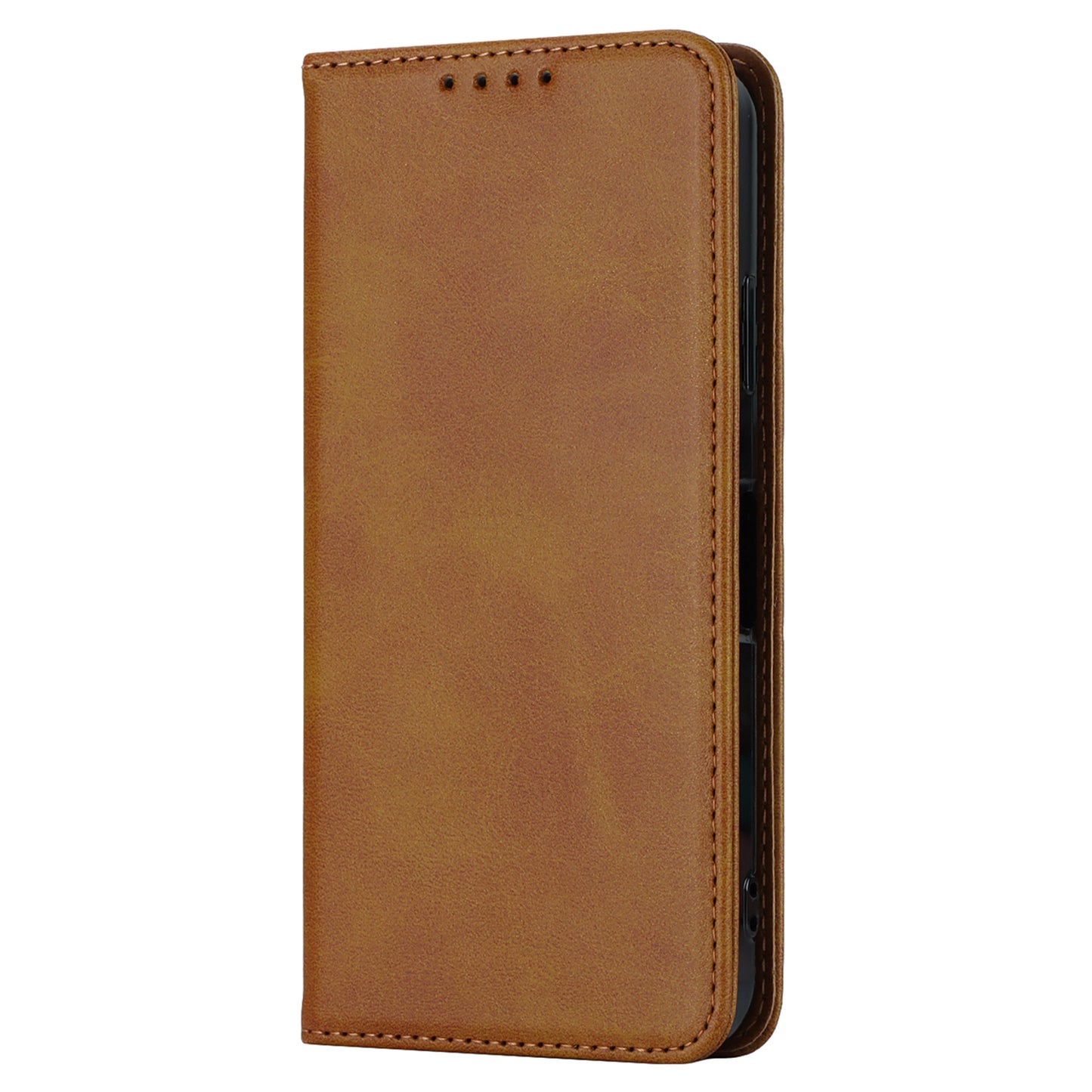 Calf Texture PU Leather Case for Sharp Aquos Wish3 Shockproof Stand Wallet Phone Cover - Light Brown