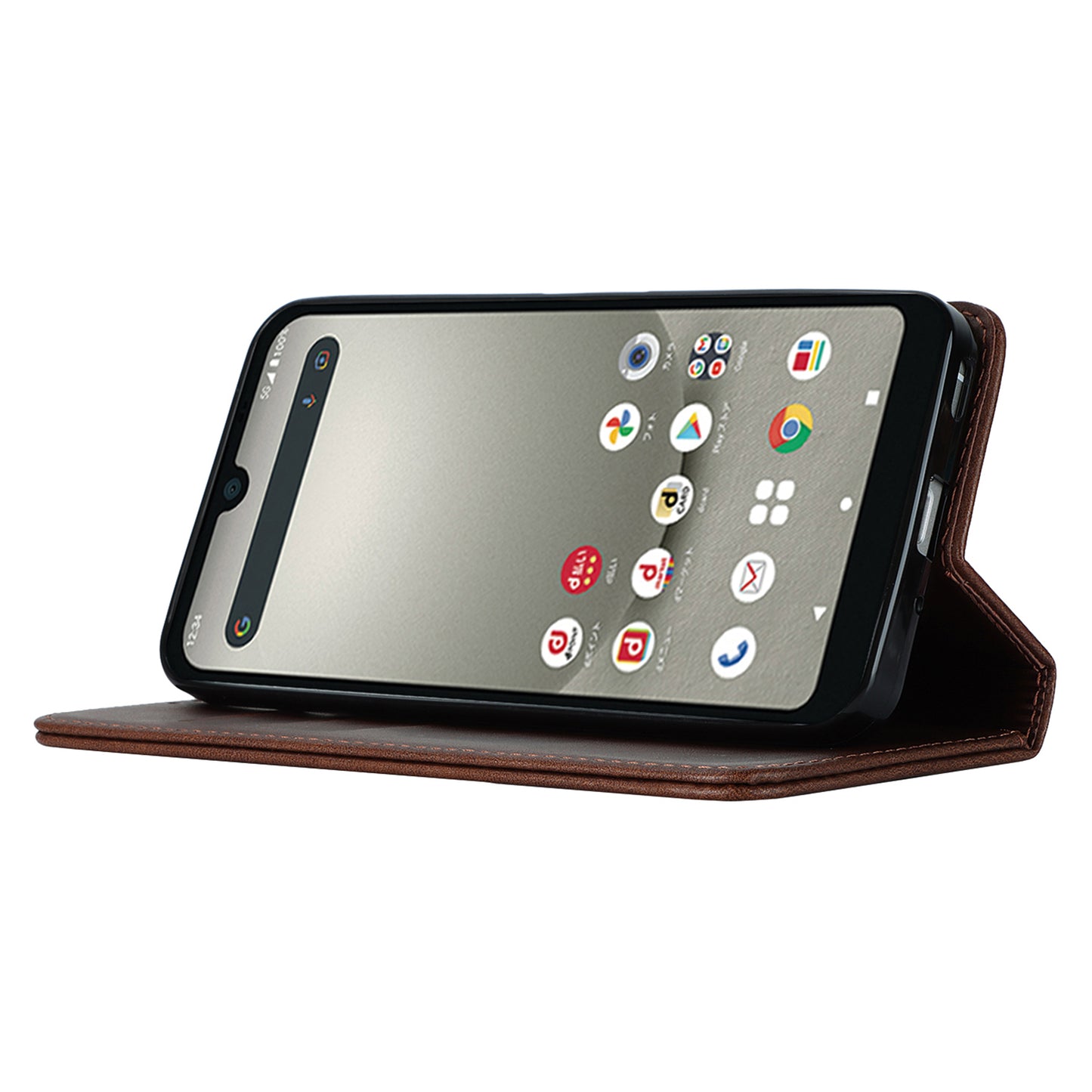 Calf Texture PU Leather Case for Sharp Aquos Wish3 Shockproof Stand Wallet Phone Cover - Dark Brown