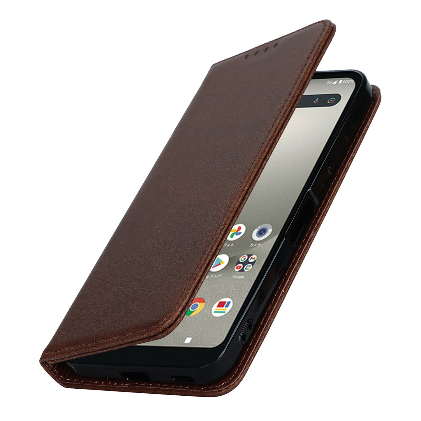 Calf Texture PU Leather Case for Sharp Aquos Wish3 Shockproof Stand Wallet Phone Cover - Dark Brown