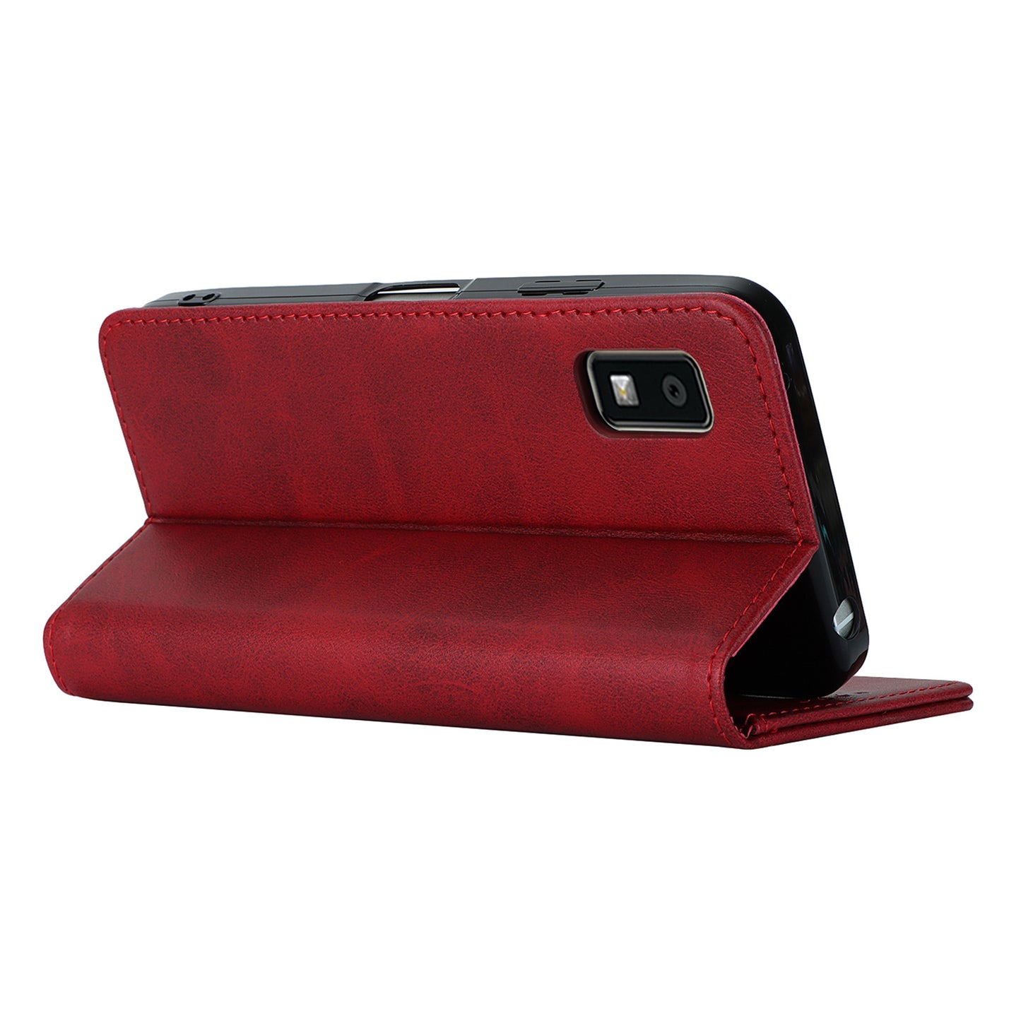 Calf Texture PU Leather Case for Sharp Aquos Wish3 Shockproof Stand Wallet Phone Cover - Red