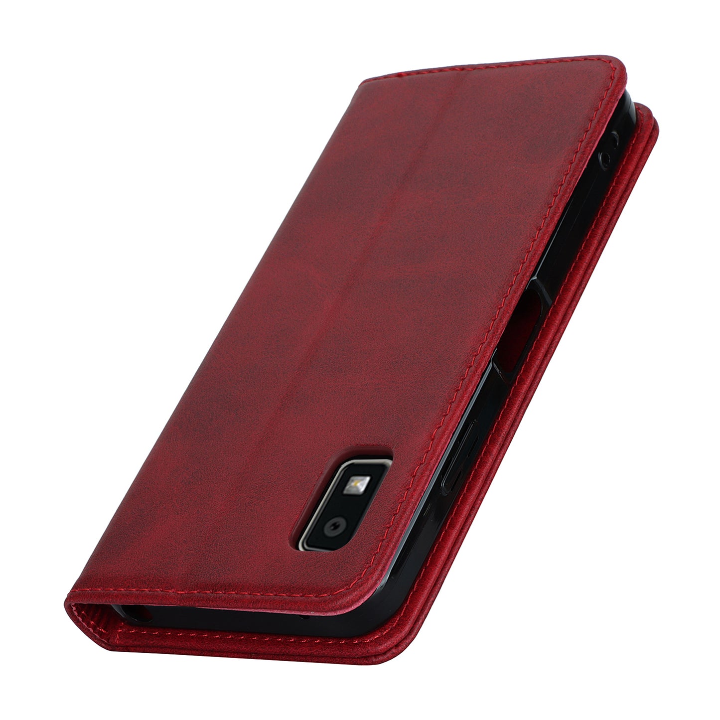 Calf Texture PU Leather Case for Sharp Aquos Wish3 Shockproof Stand Wallet Phone Cover - Red