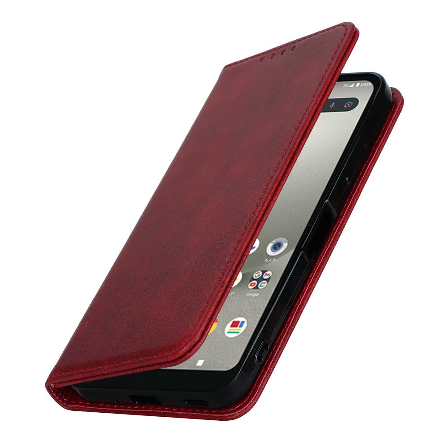 Calf Texture PU Leather Case for Sharp Aquos Wish3 Shockproof Stand Wallet Phone Cover - Red