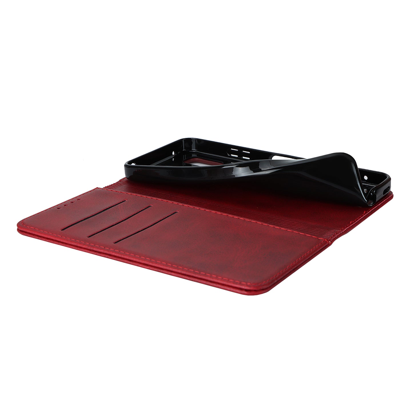 Calf Texture PU Leather Case for Sharp Aquos Wish3 Shockproof Stand Wallet Phone Cover - Red