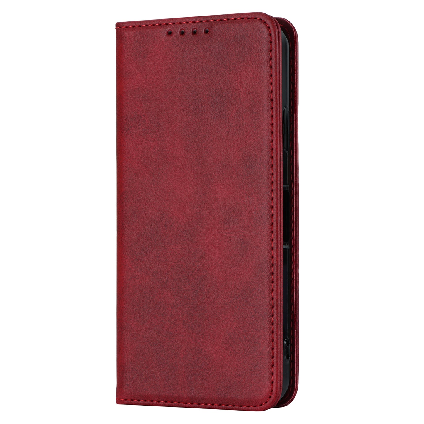 Calf Texture PU Leather Case for Sharp Aquos Wish3 Shockproof Stand Wallet Phone Cover - Red