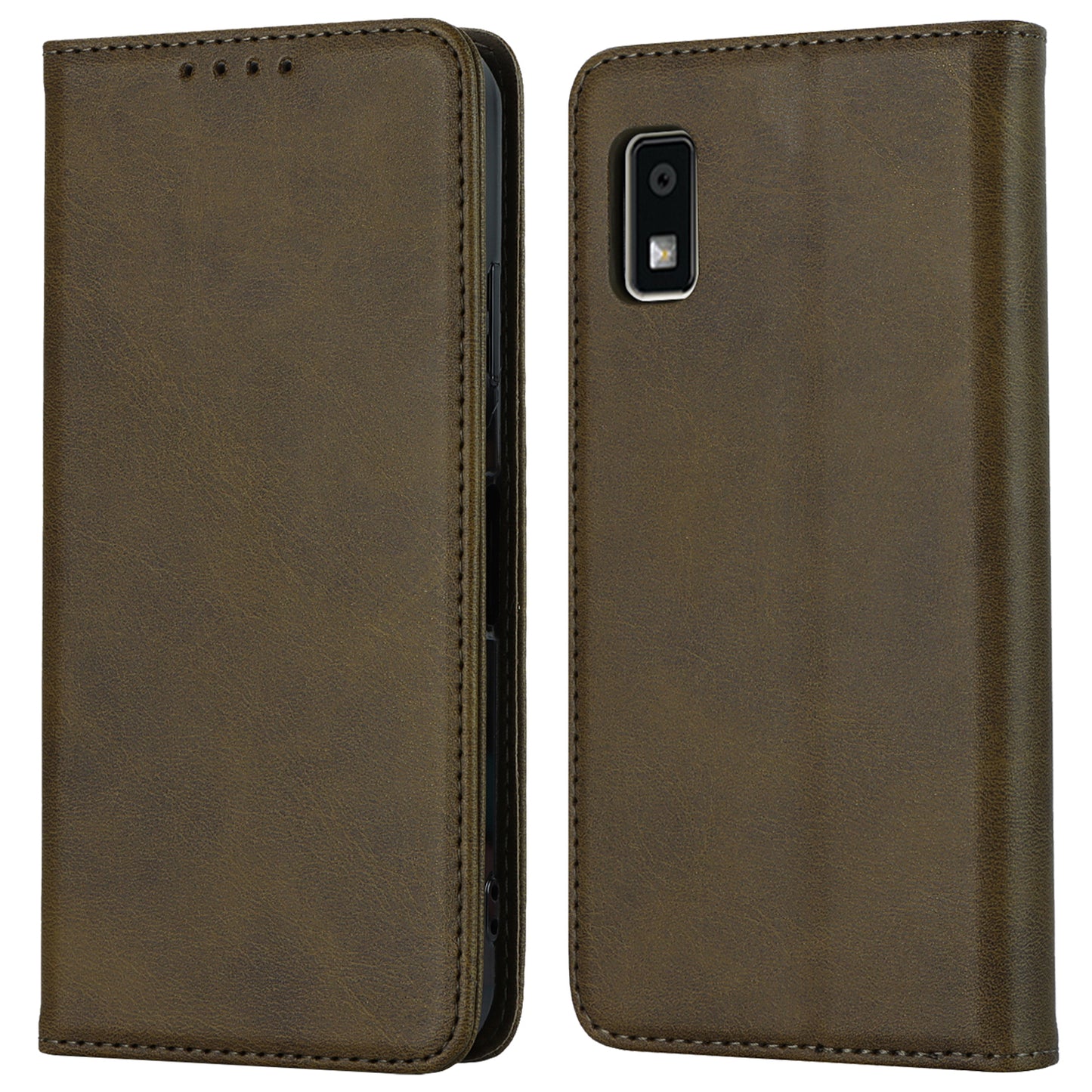 Calf Texture PU Leather Case for Sharp Aquos Wish3 Shockproof Stand Wallet Phone Cover - Dark Green