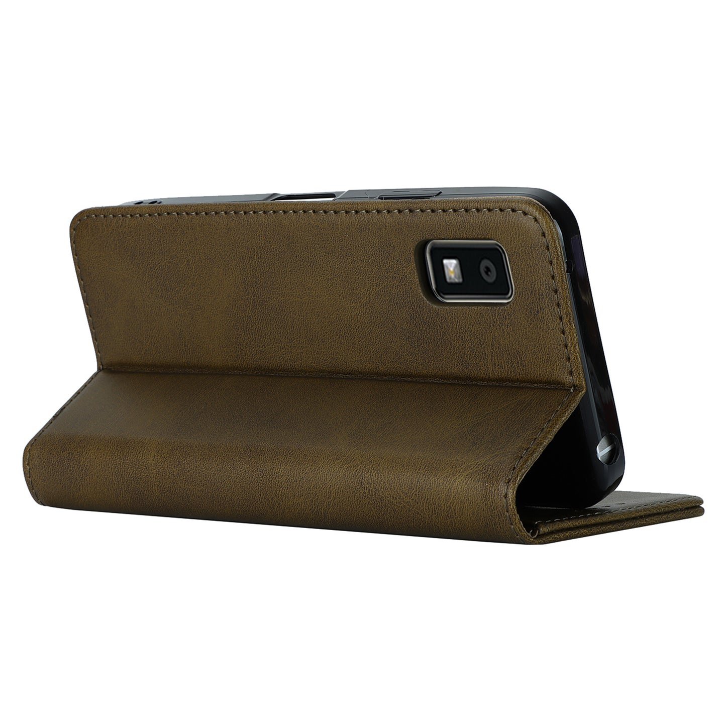 Calf Texture PU Leather Case for Sharp Aquos Wish3 Shockproof Stand Wallet Phone Cover - Dark Green