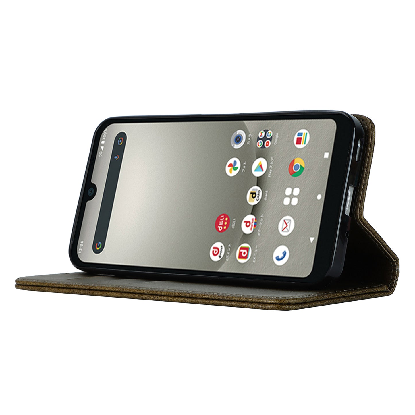 Calf Texture PU Leather Case for Sharp Aquos Wish3 Shockproof Stand Wallet Phone Cover - Dark Green