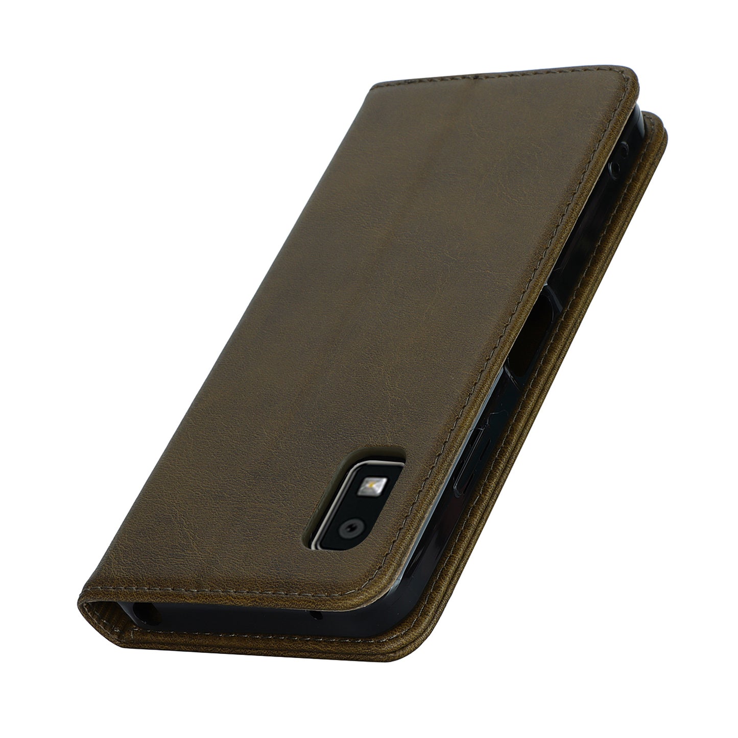 Calf Texture PU Leather Case for Sharp Aquos Wish3 Shockproof Stand Wallet Phone Cover - Dark Green