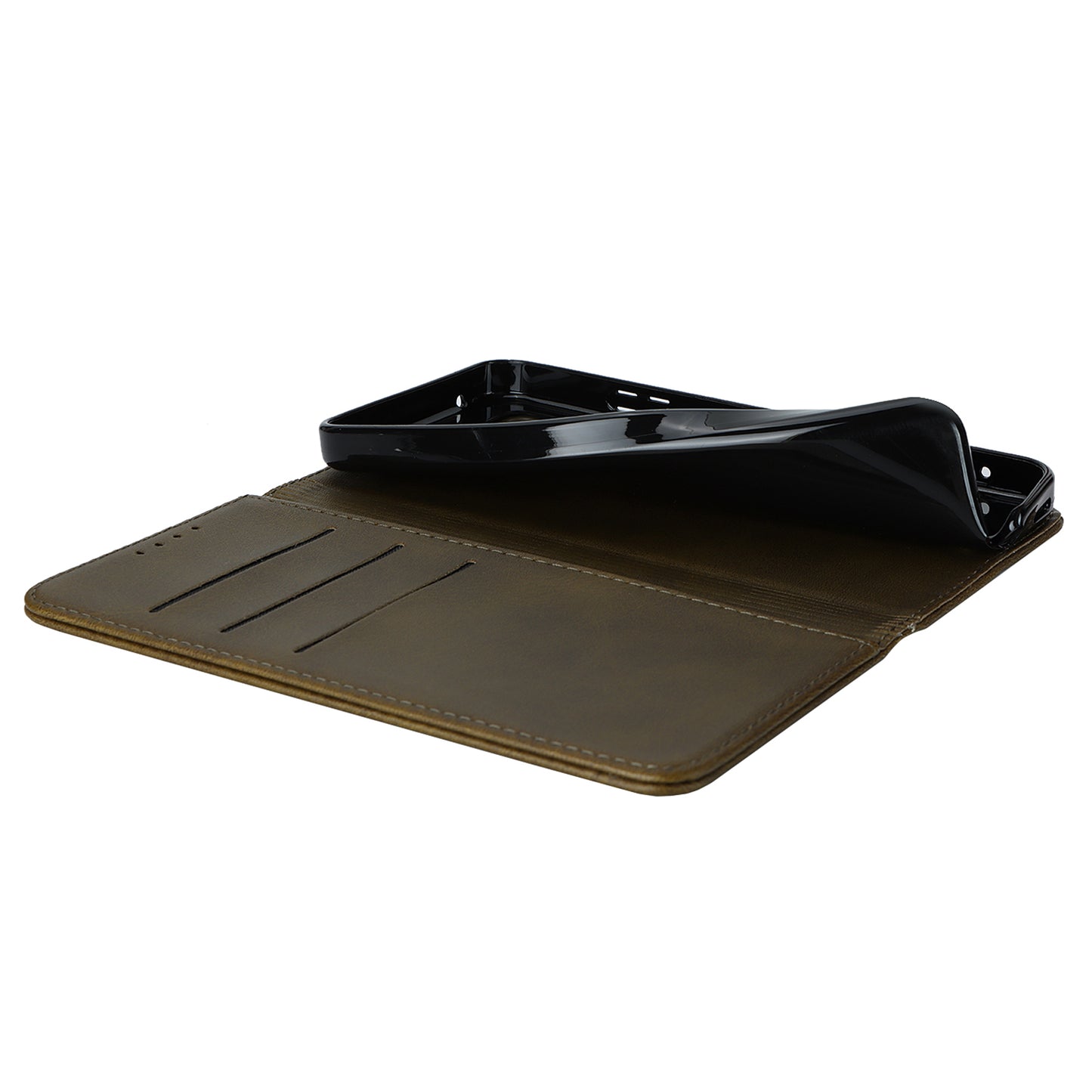 Calf Texture PU Leather Case for Sharp Aquos Wish3 Shockproof Stand Wallet Phone Cover - Dark Green