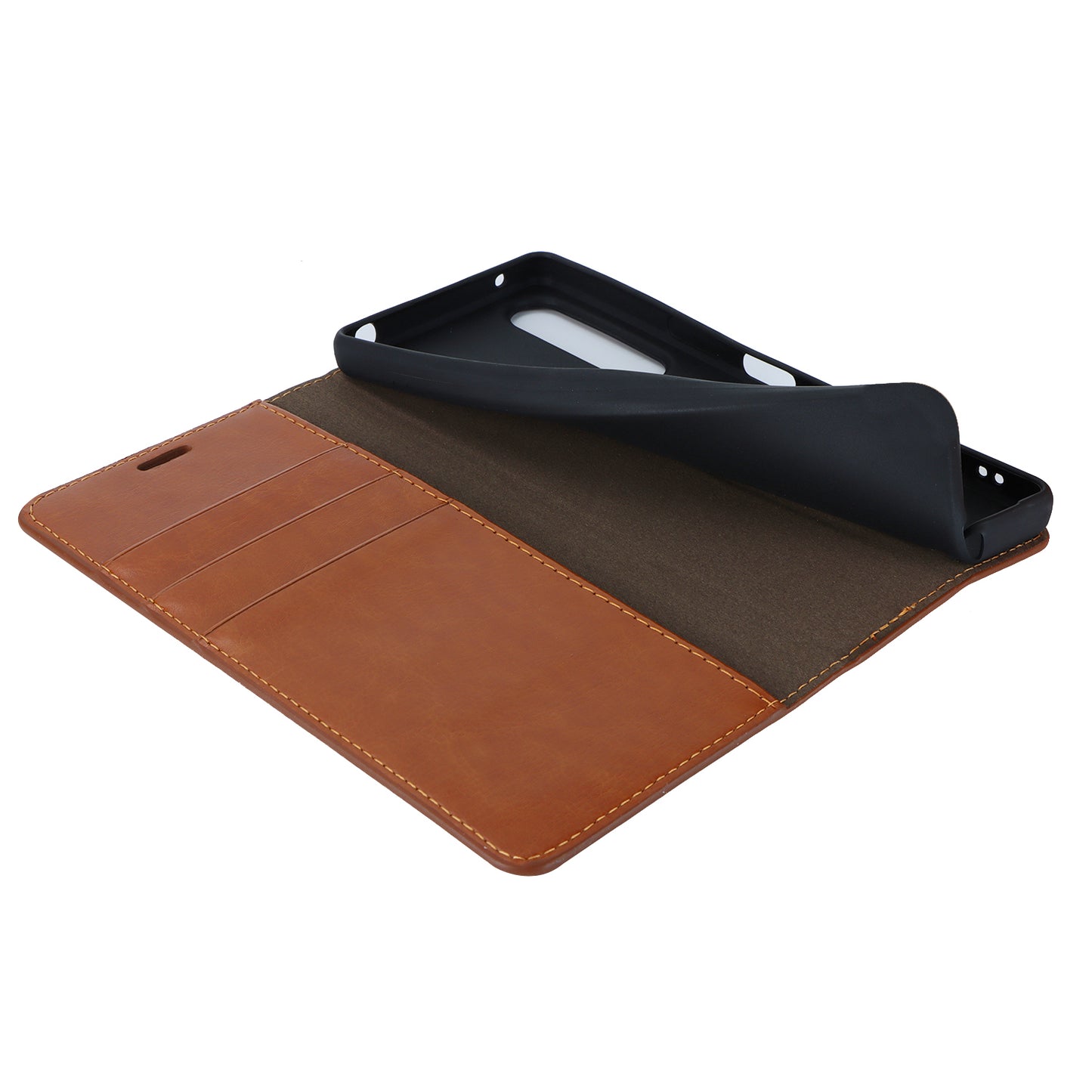 Uniqkart for Sony Xperia 1 V Stand Flip Wallet Crazy Horse Texture Genuine Cow Leather Cover Phone Case - Light Brown