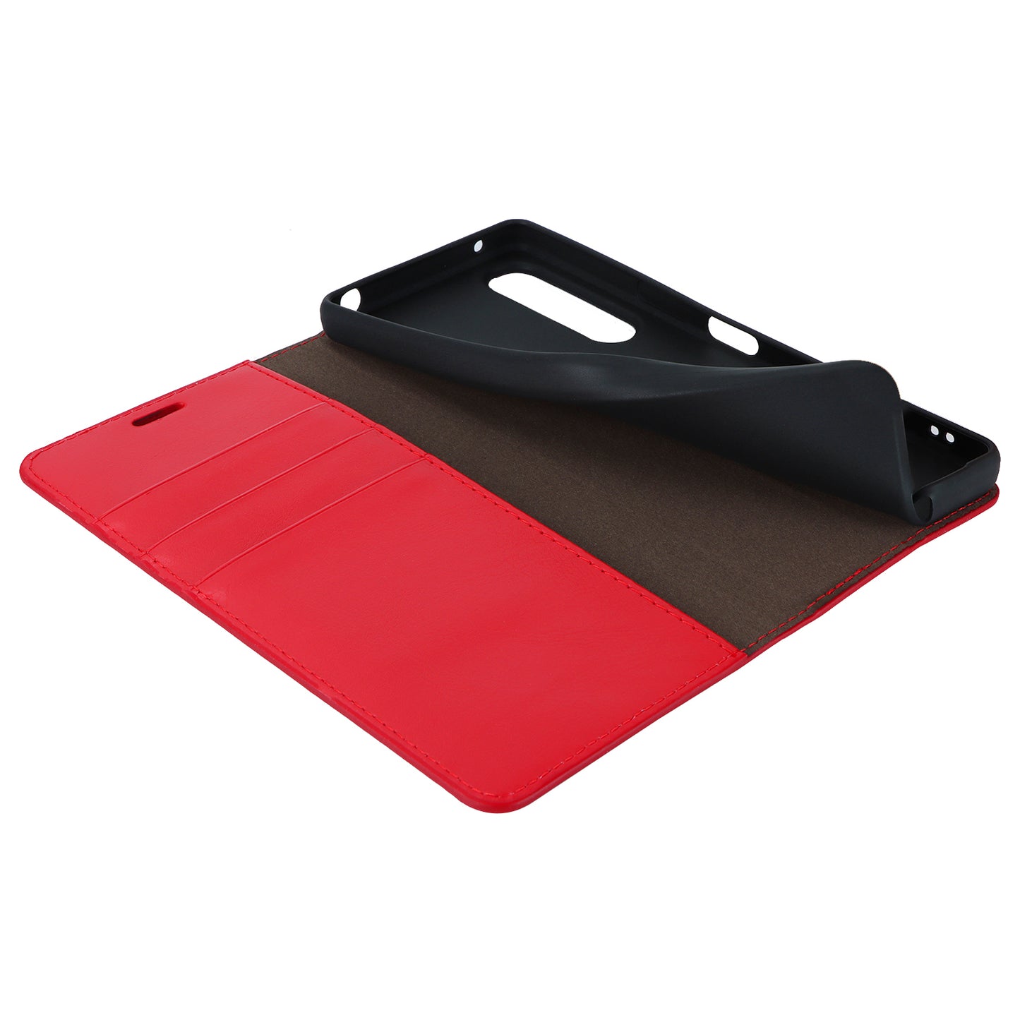 Uniqkart for Sony Xperia 1 V Stand Flip Wallet Crazy Horse Texture Genuine Cow Leather Cover Phone Case - Red