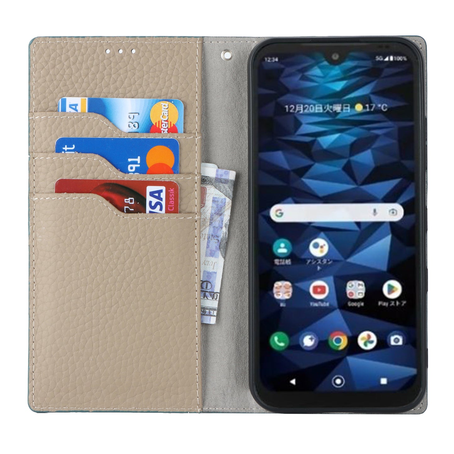 Wallet Cover for Kyocera Digno SX3 KYG02 Litchi Texture Genuine Cow Leather Phone Stand Case with Strap - Baby Blue